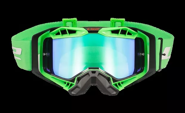 LS2 Aura Pro Goggle Black HiViz Green with Green Iridium Lens
