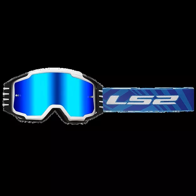 LS2 Charger Pro Sand Goggle White with Blue Iridium Lens