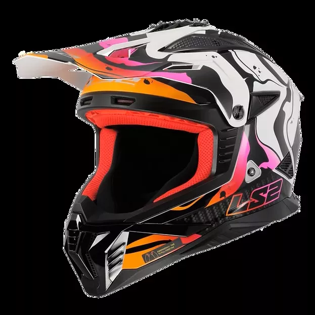 LS2 Gate II Wash Full Face MX Motorcycle Helmet Gloss White/Orange/Purple