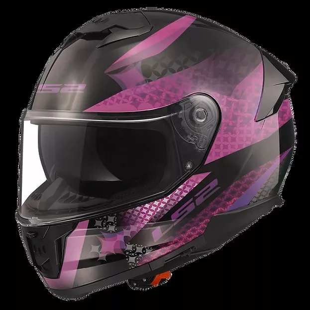 LS2 Stream II Lux Full Face Motorcycle Helmet W/ SunShield Matte Black/Pink