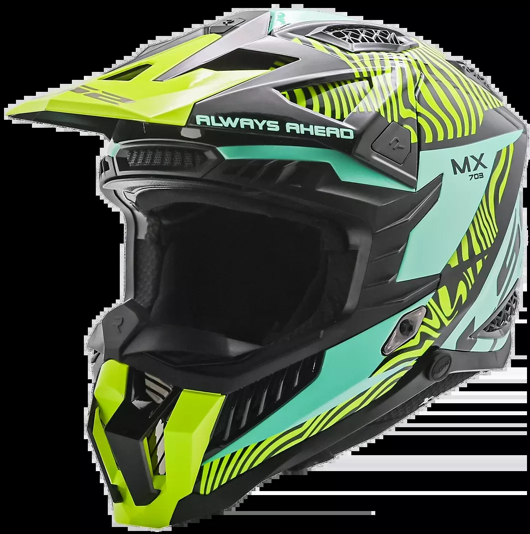 LS2 X Force Fan Full Face MX Motorcycle Helmet Black/Blue/Yellow