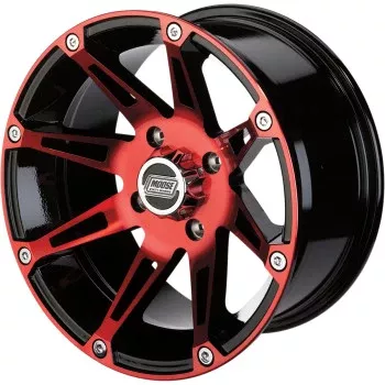 Moose Offroad 387X Wheel - Front - Anodized Red/Black - 14x7 - 4/110 - 4+3