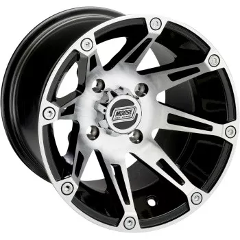 Moose Offroad 387X Wheel - Front/Rear - Machined Black - 12x8 - 4/4 - 4+4