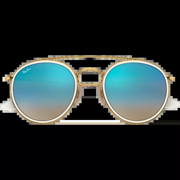 Round Double Bridge - Polished Gold/Blue Flash