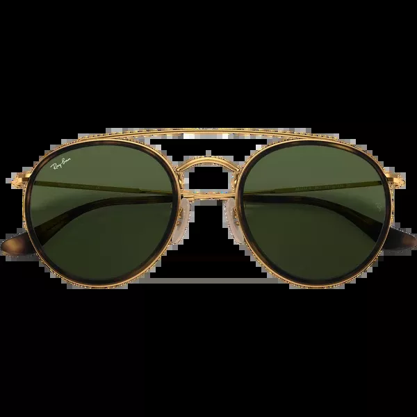 Round Double Bridge - Polished Gold/G-15 Green
