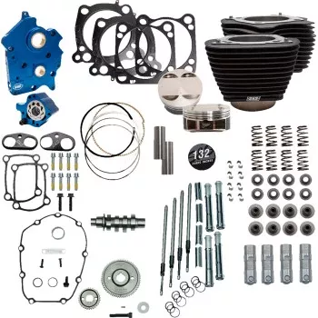 S&S Cycle 132" Power Package Engine Performance Kit - Gear Drive - Oil Cooled - Non-Highlighted Fins - M8