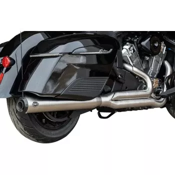 S&S Cycle 2-into-1 Qualifier Exhaust System - Brushed Stainless Steel - 49 State - Indian with PowerPlus