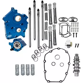 S&S Cycle Cam Chest Kit - 496 Chain Drive Cam - Oil Cooled - Chrome Pushtubes - M8