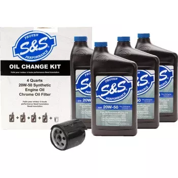 S&S Cycle Oil Change Kit - Black Filter - M8 - 5 US quarts