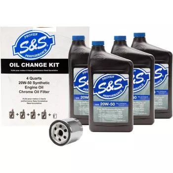 S&S Cycle Oil Change Kit - Chrome Filter - '99-'17 Twin Cam - 4 US quarts