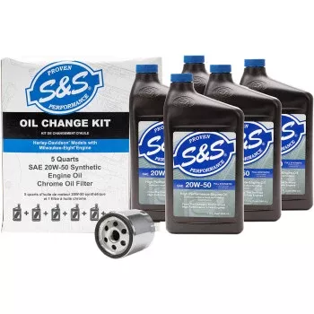 S&S Cycle Oil Change Kit - Chrome Filter - M8 - 5 US quarts
