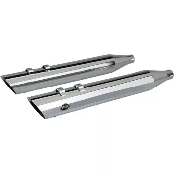 S&S Cycle Slash Cut Slip-On Mufflers - Chrome