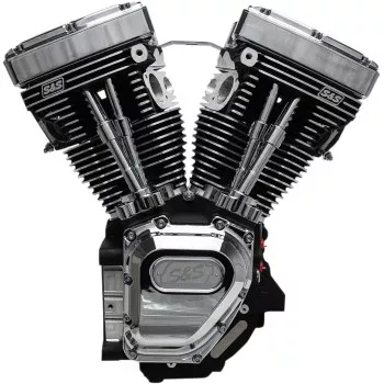 S&S Cycle T111 Long Block Engine - Wrinkle Black and Chrome - Touring | Dyna