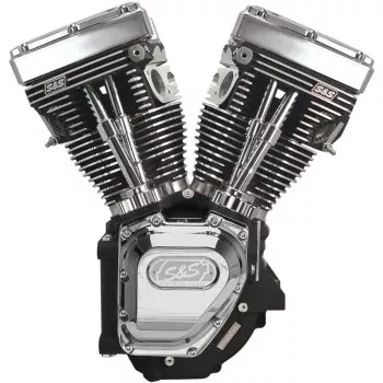 S&S Cycle T124 Long Block Engine - Wrinkle Black and Chrome - Touring | Dyna