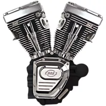 S&S Cycle T124 Long Block Engine - Wrinkle Black and Chrome - Touring