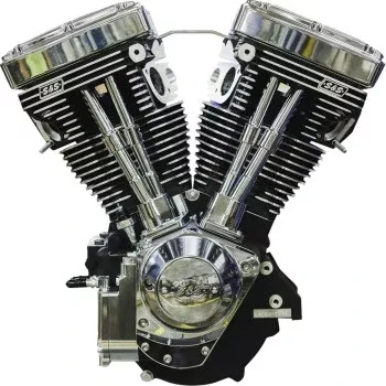 S&S Cycle V124 Long Block Engine - Chrome/Wrinkle Black - Big Twin | Custom Chasis w/Alternator-Style Primary