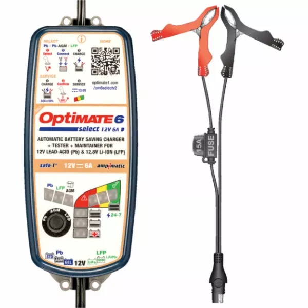 Tecmate OptiMate™ 6 Select Gold Battery Charger/Tester/Maintainer Motorcycle Tool Accessories