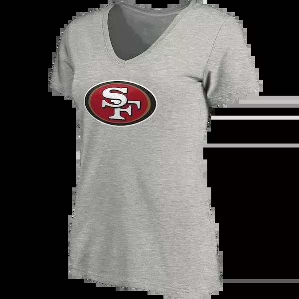 Women's 49ers V-Neck Primary Logo Short Sleeve