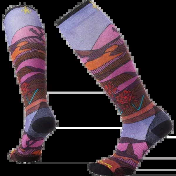 Women's Ski Floral Field Print Over The Calf Socks