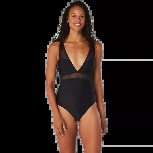Women's V Neck Mesh One Piece