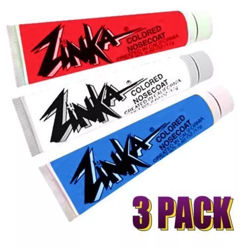 Zinka Sunscreen Colored Sunblock Zinc Waterproof Nosecoat 3 Pack Bundle – Red White Blue