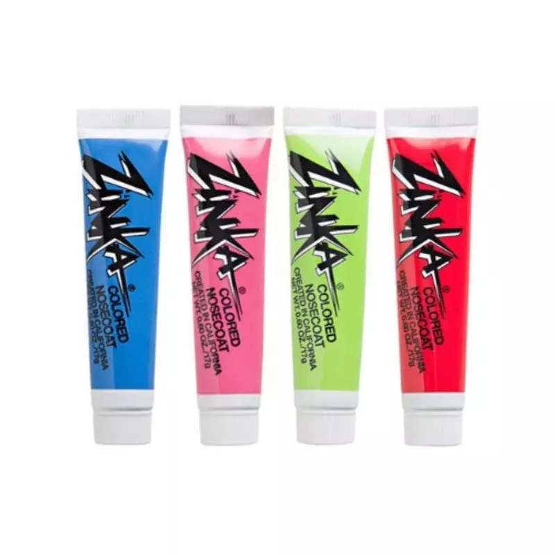 Zinka Sunscreen Colored Sunblock Zinc Waterproof Nosecoat 4 Pack Bundle .6oz Tube – Blue/ Pink/ Green/ Red